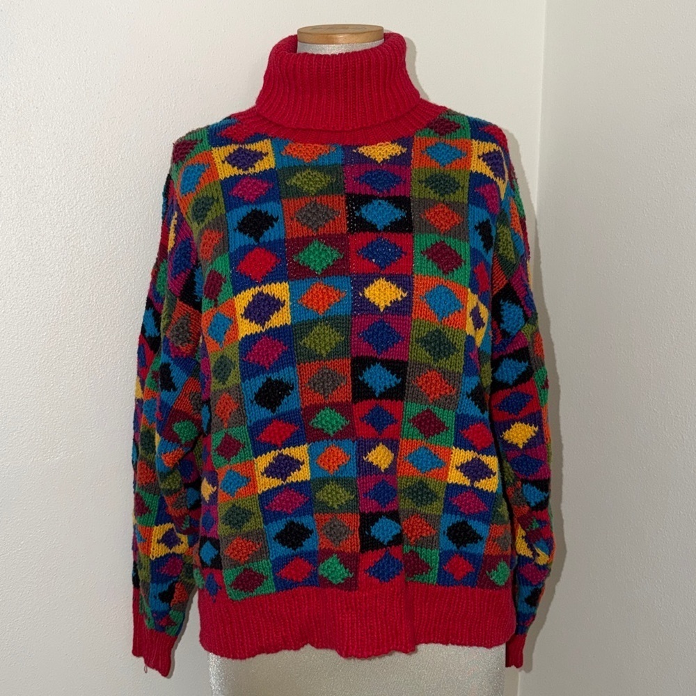 90’s vintage Y2K Hand Knit The Limited cotton sweater chunky M/L red